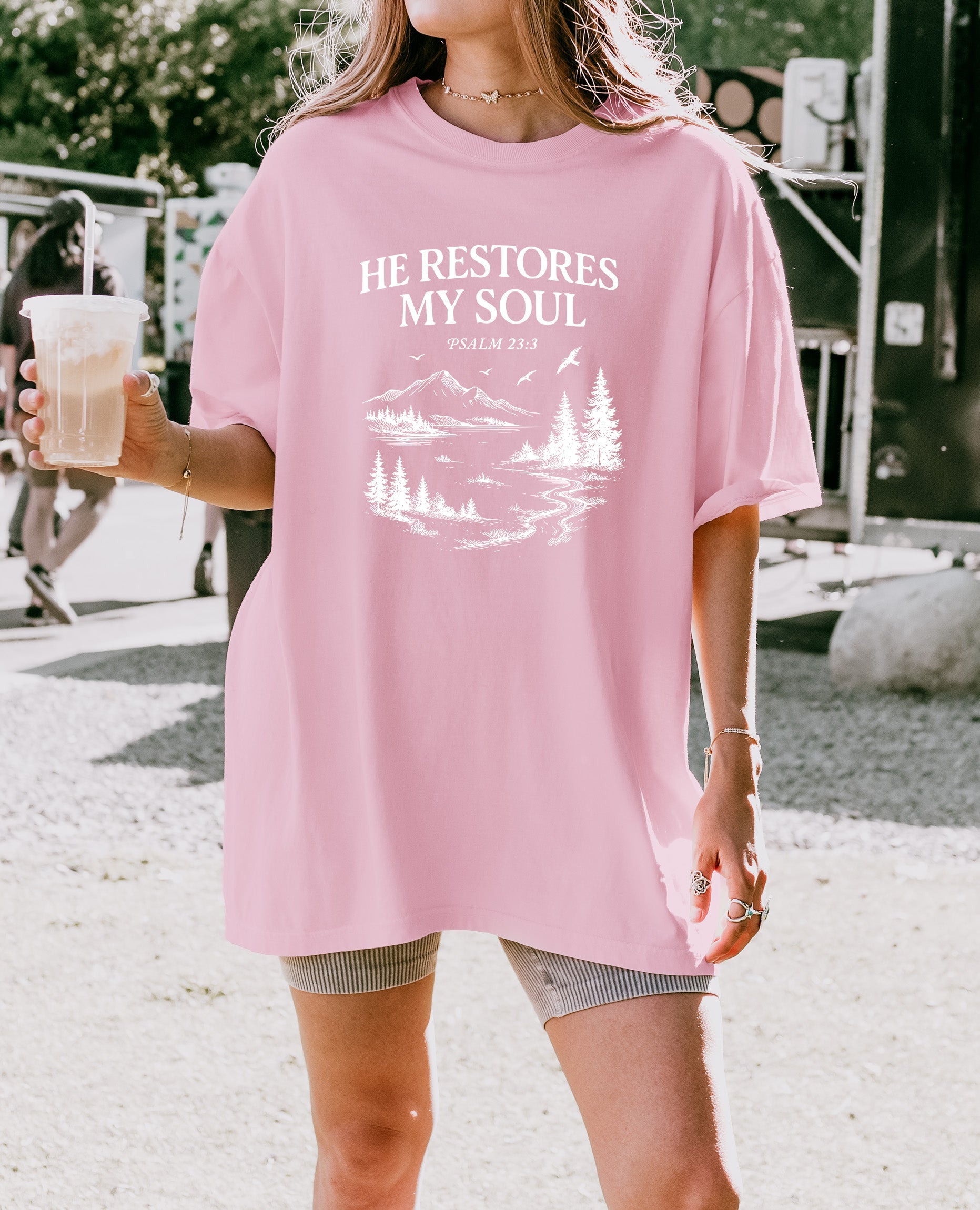 He restores my Soul Psalm Bible Christian Comfort Colors Garment Dyed T Shirt